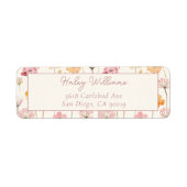 Étiquette Boho Floral Aquarelle Fleur sauvage Adresse (Devant)
