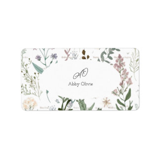 Étiquette Boho floral aquarelle simple