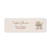 Étiquette Boho Floral Baby Carriage Adresse (Devant)