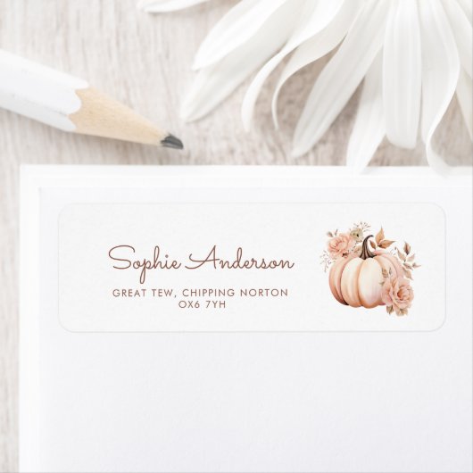 Étiquette Boho Floral Citrouille (En situation)