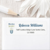 Étiquette Boho Floral Denim Pocket Blue Jean Baby shower (En situation)