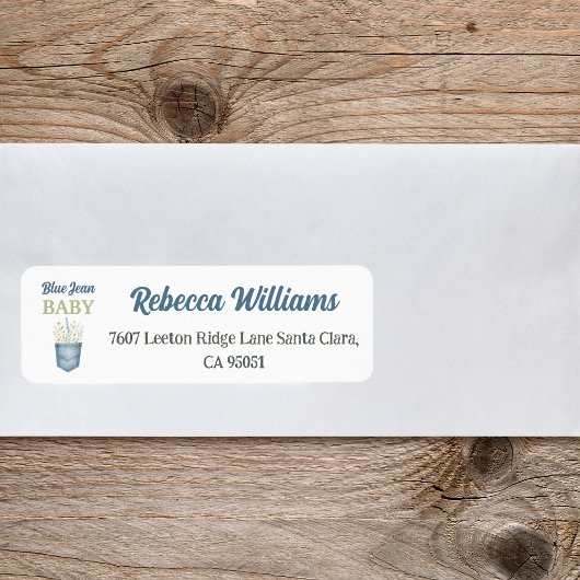 Étiquette Boho Floral Denim Pocket Blue Jean Baby shower