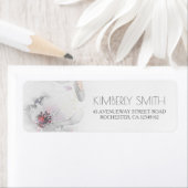 Étiquette Boho Floral Grey Blush Aquarelle Elégante Mariage (En situation)