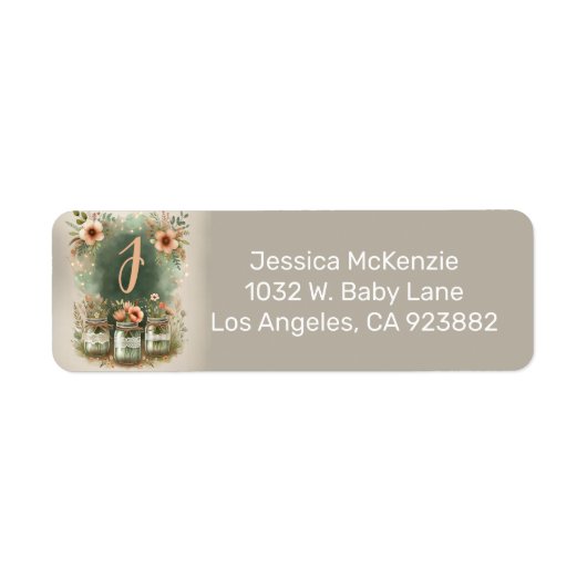 Étiquette Boho Floral Rustique Floral Mason Jar Baby shower (Devant)