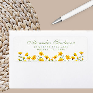 Étiquette Boho jaune Fleur sauvage Floral Adresse de retour
