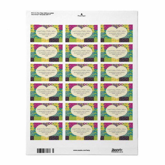 Étiquette Boho Maximalist Patchwork Quilt Heart Adresse (Feuille entière)