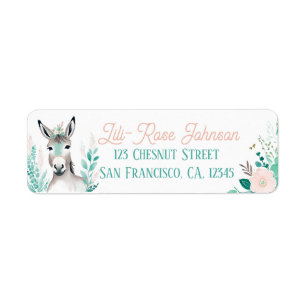 Étiquette Boho Mint Green Donkey Retourner l'adresse Étiquet