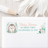 Étiquette Boho Mint Green Hedgehog Retourner l'adresse Étiqu (En situation)