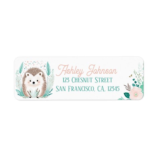 Étiquette Boho Mint Green Hedgehog Retourner l'adresse Étiqu (Devant)
