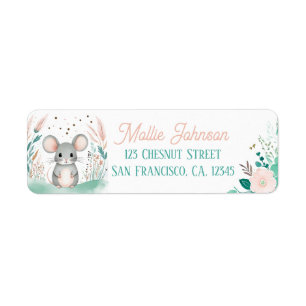 Étiquette Boho Mint Green Mouse Adresse de retour