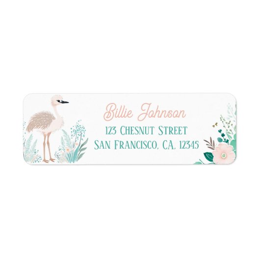 Étiquette Boho Mint Green Ostrich Retourner l'adresse Étique (Devant)
