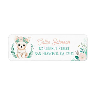 Étiquette Boho Mint Green Puppy Chihuahua Adresse de retour