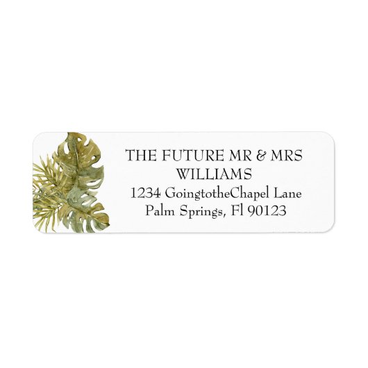 Étiquette Boho moderne Feuilles Tropical séché Palm Mariage (Devant)