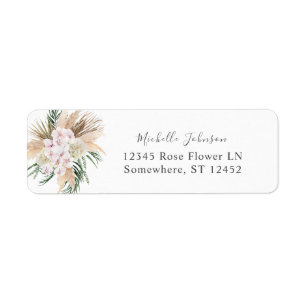 Étiquette Boho Pampas Beach Floral 1B Adresse de retour Labe