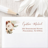 Étiquette Boho Pampas Grass Floral Terracotta Adresse Terme (En situation)