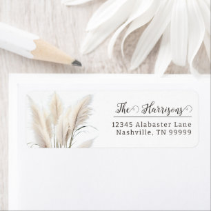 Étiquette Boho Pampas Mariage d'herbe Adresse