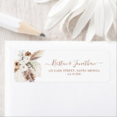 Étiquette Boho Pampas Terracotta Adresse de retour Label  (En situation)