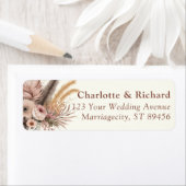 Étiquette Boho Pampas Terracotta Mariage Retourner l'adresse (En situation)