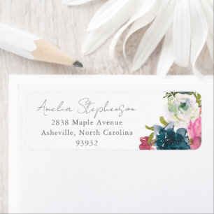 Étiquette Boho Pink Floral Custom Adresse de retour