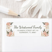 Étiquette Boho Pink Floral Nom de famille Adresse de retour (En situation)