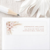 Étiquette Boho Pink Girl Baptism Adresse de retour (En situation)