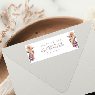 Étiquette Boho Purple and Peach Garden Adresse de retour