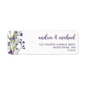 Étiquette Boho Purple Fleur sauvage Mariage Adresse de retou (Devant)