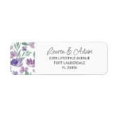 Étiquette Boho Purple floral & Calligraphie Mariage (Devant)