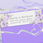 Étiquette Boho Purple Floral Russe Mariage Adresse de retour<br><div class="desc">Conçu pour se coordonner avec la suite d'invitation Violette,  ce label d'adresse de retour est composé de fleurs roses violettes et d'hydrangées blanches.</div>
