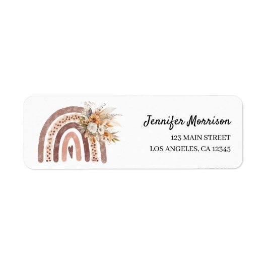 Étiquette Boho Rainbow Genre Neutre Baby shower Adresse (Devant)