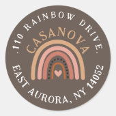Étiquette Boho Rainbow Round Return (Devant)