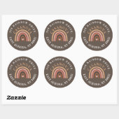 Étiquette Boho Rainbow Round Return (Feuille)
