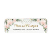 Étiquette Boho roses rose rousse eucalyptus cadre or (Devant)