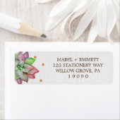 Étiquette Boho Rustic rose et Mariage succulent à la menthe (En situation)