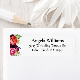 Étiquette Boho Rustic Watercolor Floral Adresse de retour