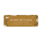 Étiquette Boho Rustique Floral Jaune Moutarde Adresse de Ret (Devant)
