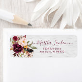 Étiquette Boho Rustique Marsala+Fleurs d'aquarelle (En situation)