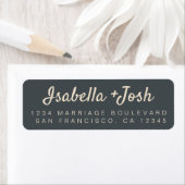 Étiquette Boho Script Black Ivory Mariage Adresse de retour (En situation)