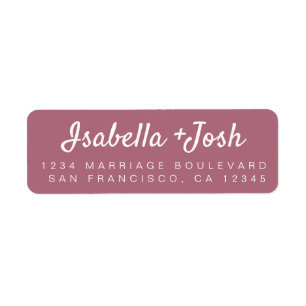 Étiquette Boho Script Cassis Purple Mariage Adresse de retou