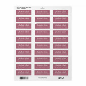 Étiquette Boho Script Cassis Purple Mariage Adresse de retou (Feuille entière)