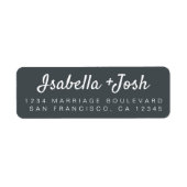 Étiquette Boho Script noir Mariage blanc Adresse de retour (Devant)