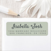 Étiquette Boho Script Pastel Green Mariage Adresse de retour (En situation)
