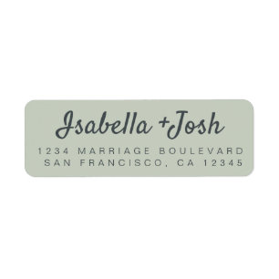 Étiquette Boho Script Pastel Green Mariage Adresse de retour