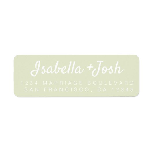 Étiquette Boho Script Pastel Green Mariage Adresse de retour (Devant)
