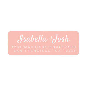 Étiquette Boho Script Pastel Mariage rose Adresse de retour