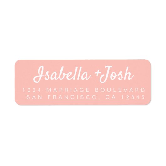 Étiquette Boho Script Pastel Mariage rose Adresse de retour (Devant)