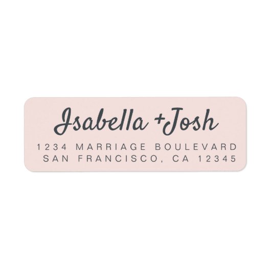 Étiquette Boho Script Pastel Mariage rose Adresse de retour (Devant)