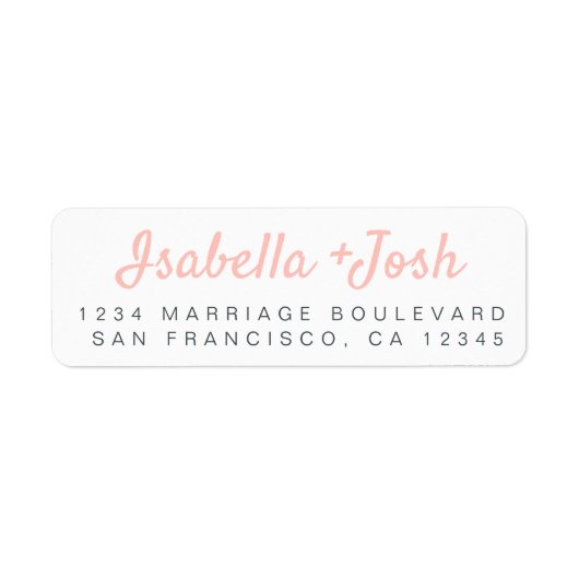 Étiquette Boho Script rose Mariage blanc Adresse de retour (Devant)