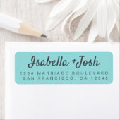 Étiquette Boho Script Turquoise Mariage Adresse de retour (En situation)
