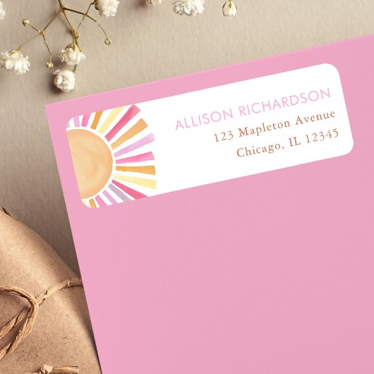 Étiquette Boho soleil soleil muet tons rose jaune orange